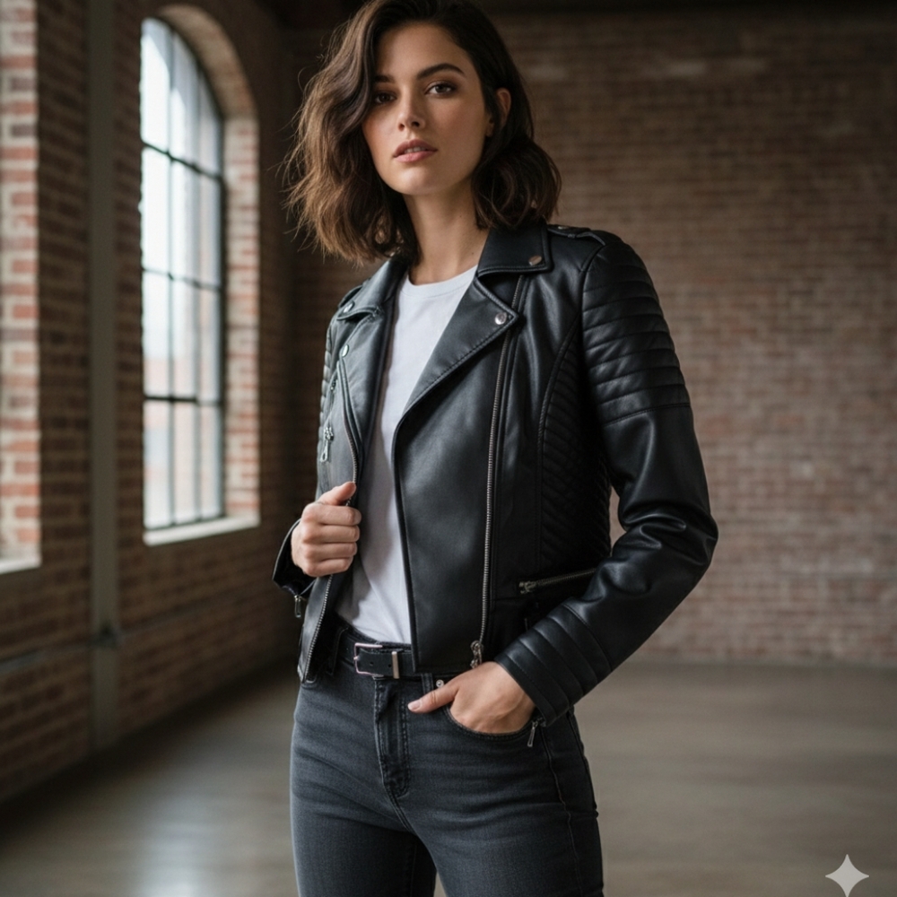 Azalea Wang  Black Leather Jacket